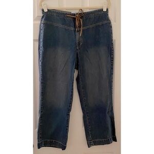 Vintage High Waist Mom Paper Bag Cropped Capri Jeans